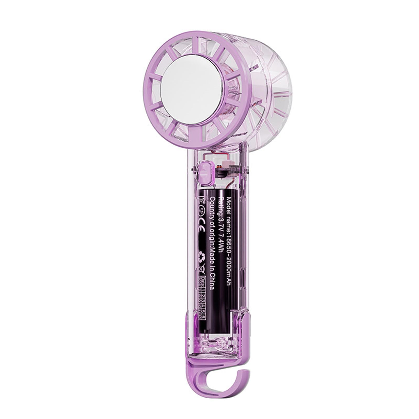 Uqezagpa Purple Individual Cooling Device Electric Fan With Strong Wind 2000Mah Small Fan Suitable For Hiking Offices And Study Areas Ice Refrigeration Handheld