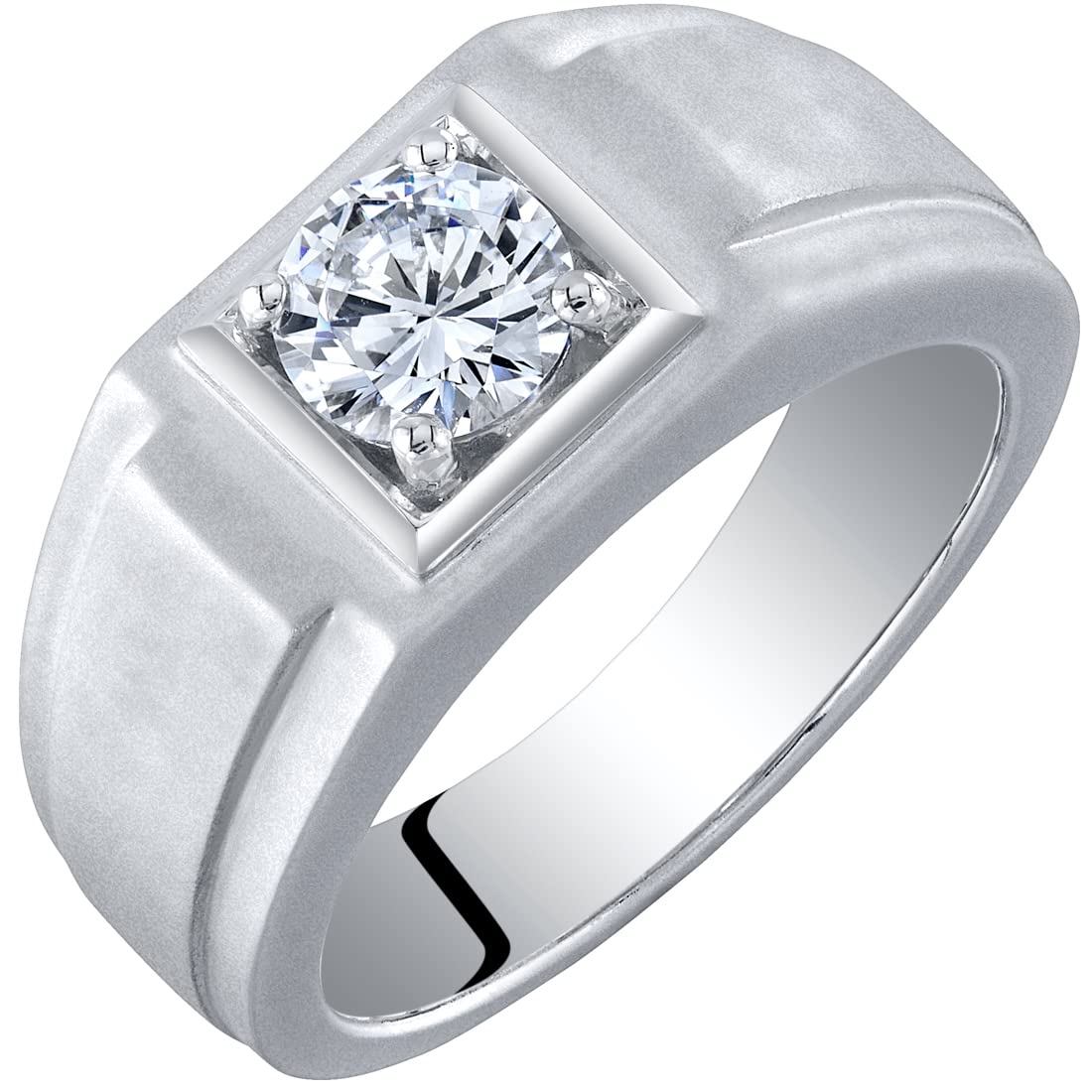 Peora Carat Mens Moissanite Ring Round Brilliant Cut D