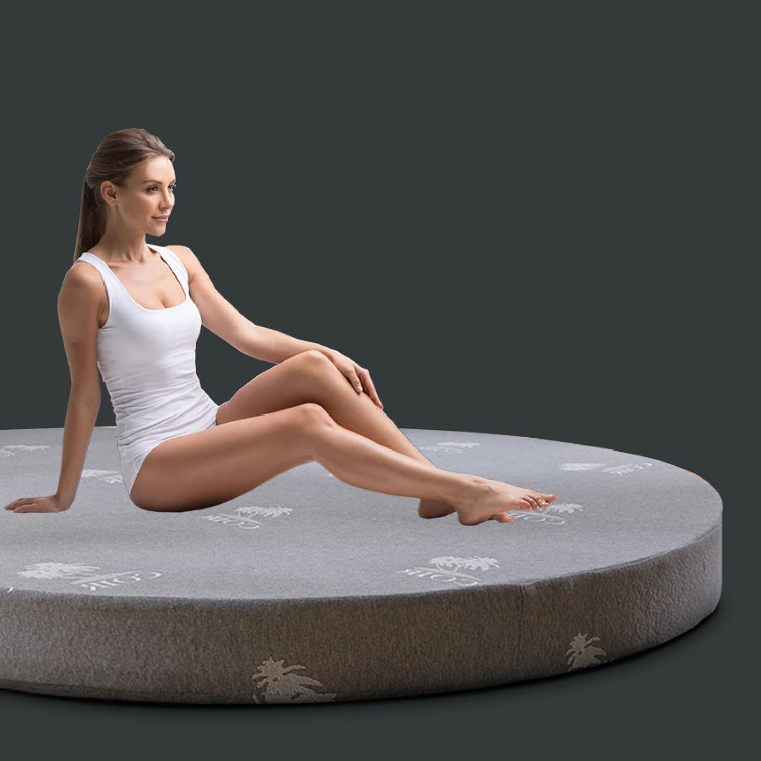 Thicken Round Bed Mattress, Round Futon Mattress Floor Mattress Removable Sleeping Pad Futon Breathable Mattress Pad(180cm, 5cm)