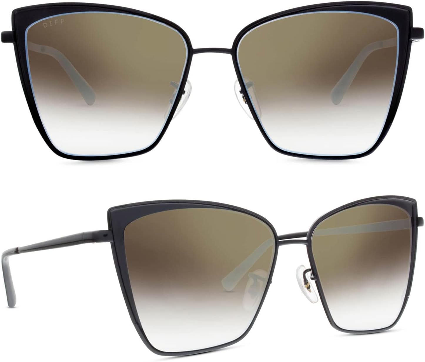 DIFF Becky Oversized Designer Cat Eye Sunglasses for Women UV400 Protection, trendy oversized lightweight metal