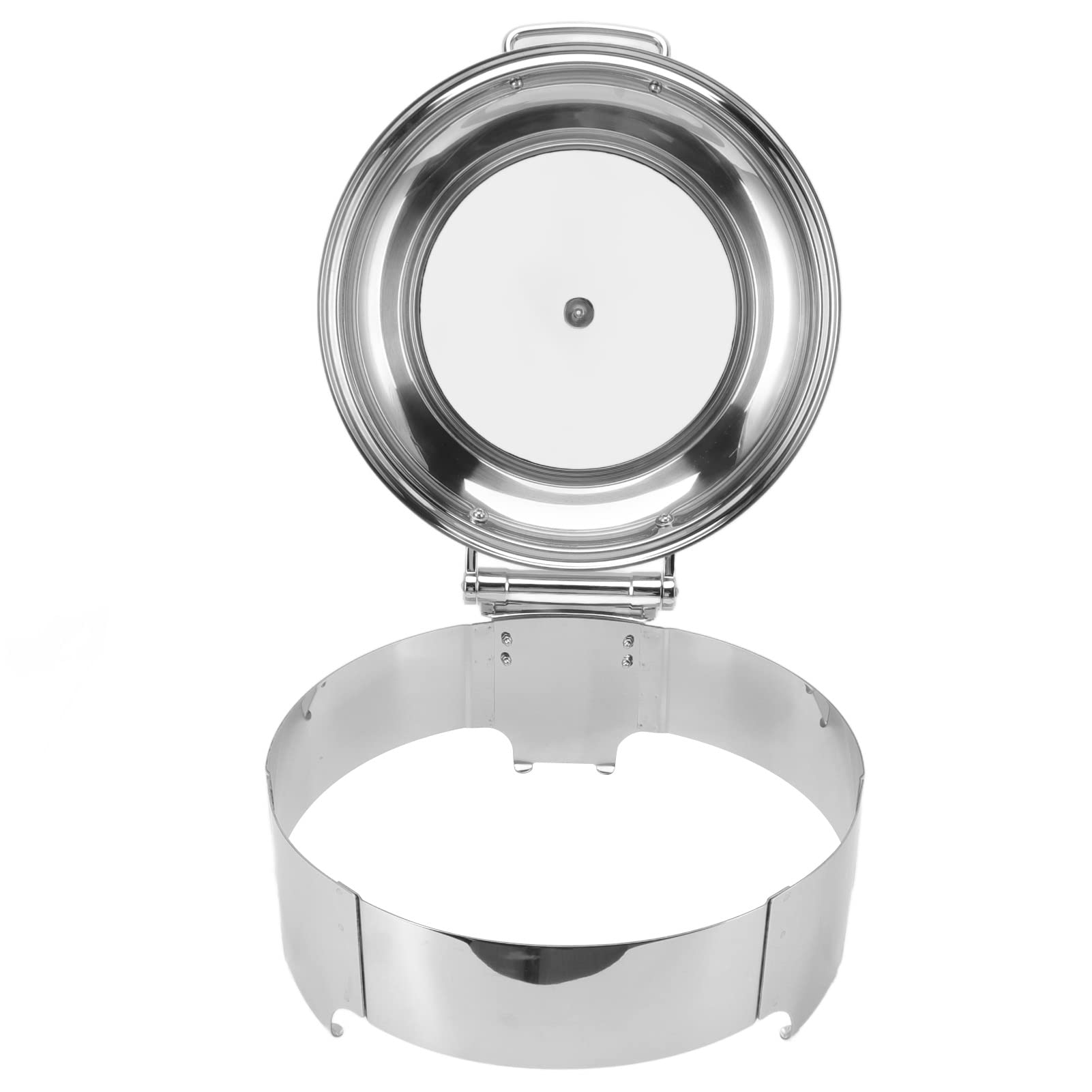 Chafing Dish Redondo de Acero Inoxidable con Tapa Enrollable para Buffet, Calentadores de Catering para Bodas y Eventos, 42,5 Cm