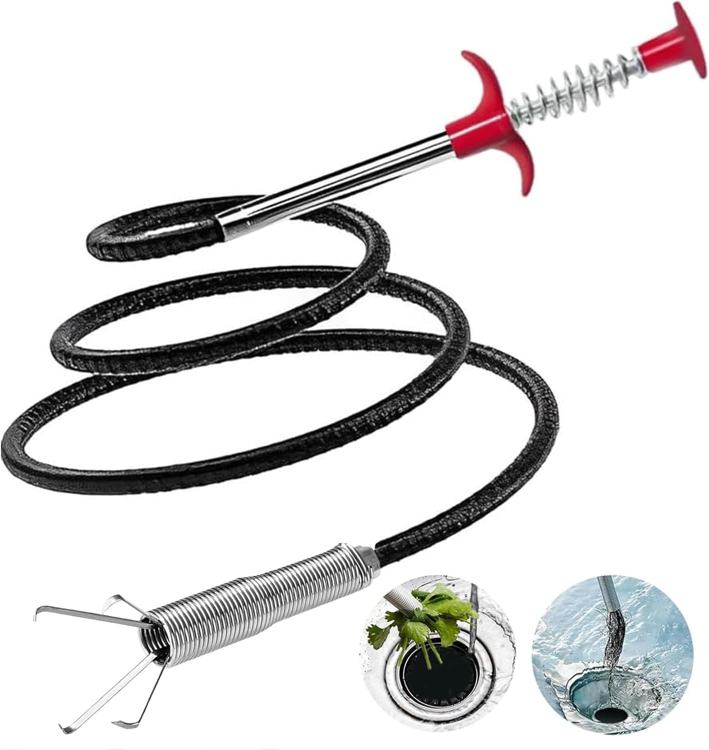 SHUOGUO Drain Snake,76 inch Flexible Grabber Claw Pick Up Reacher Tool ...