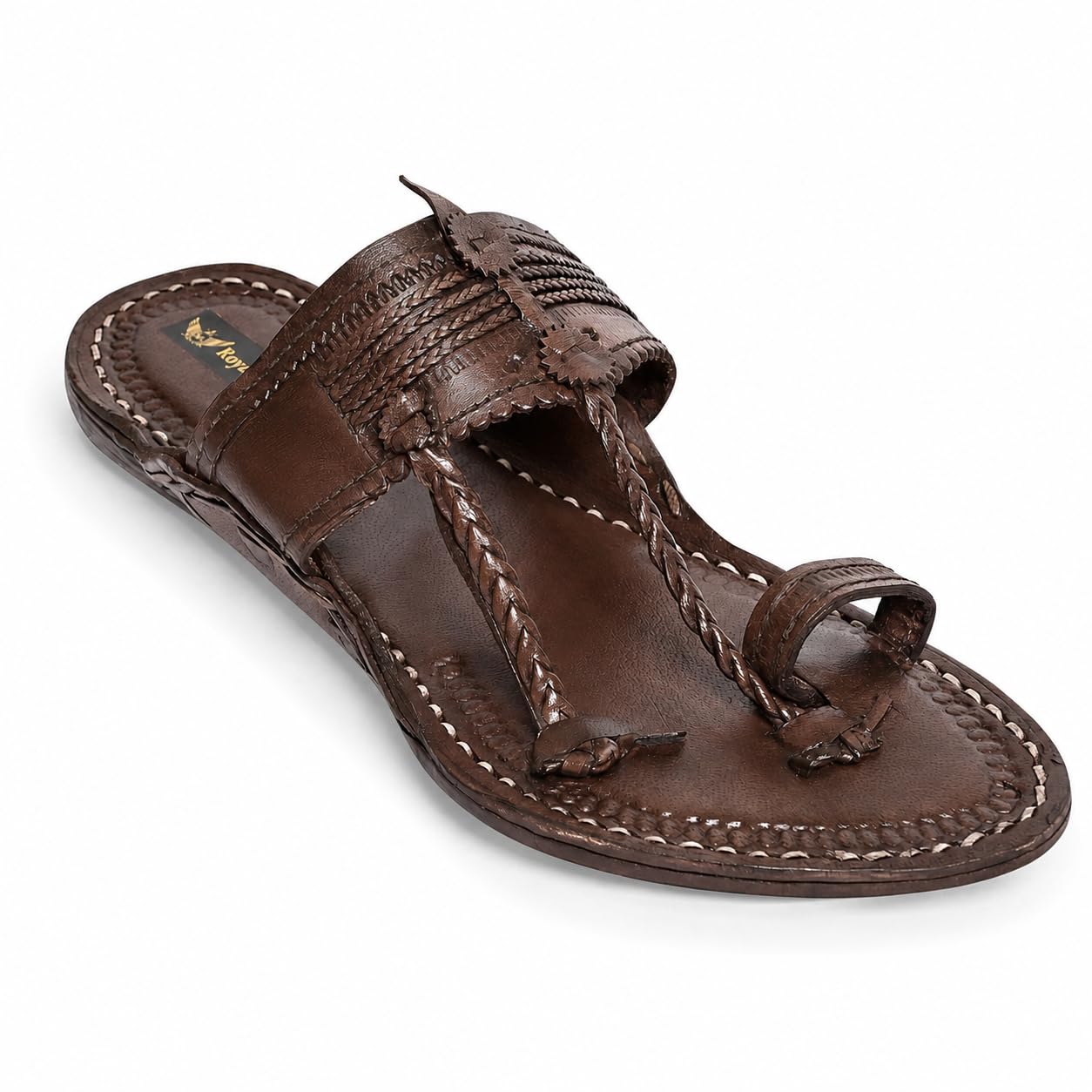 royal khwaab Men's Kolhapuri Chappal/Leather Slipper's/Ethnic Wear Handcrafted & Comfortable -CS-AB-PC4 BR-9-picture-48