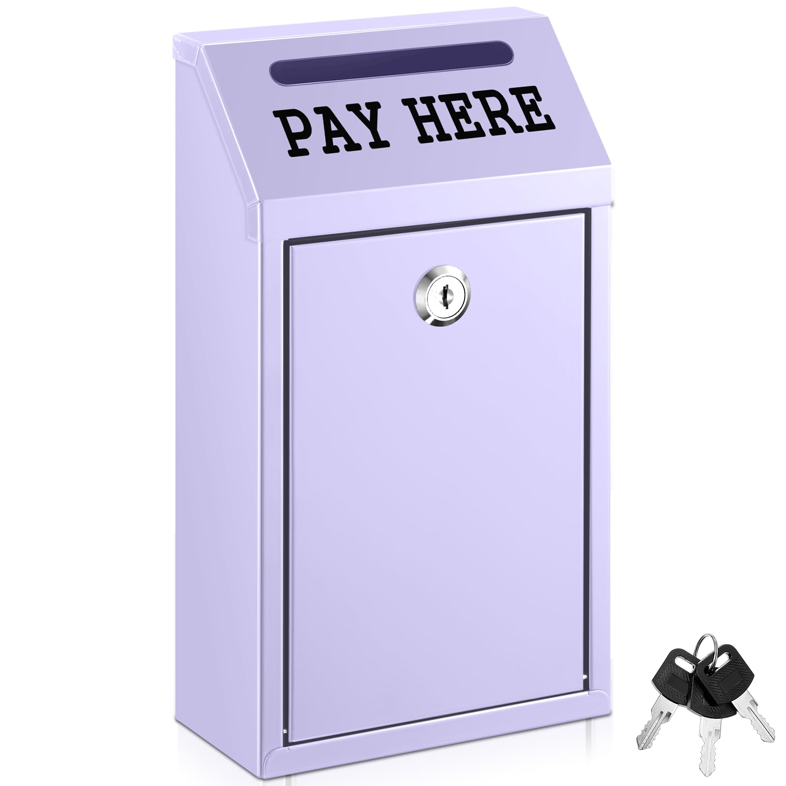 Yaocom Safe Cash Box Money Collection Metal Donation Box with Lock Wall Mount Pre Drilled Mailbox Delivery Ballot for Home Office Outdoor Self Serve Stand (Morandi Purple,10.2 x 5.7 x 2.8 Inch) — image 1
