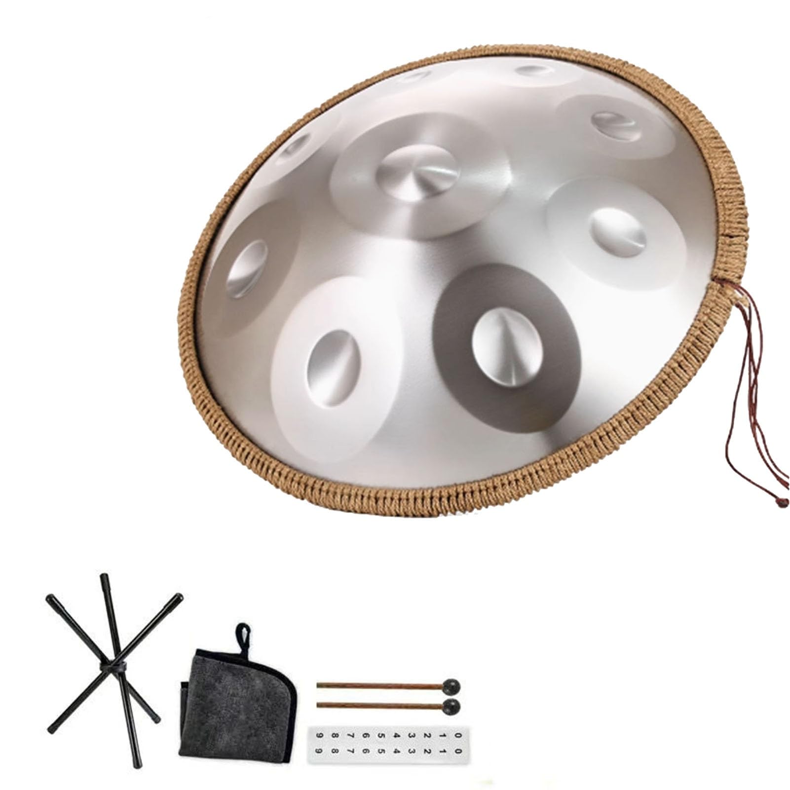 Handpan Zestawy perkusyjne 432 Hz/440 Hz, D-moll 9/10/12 nut, stalowe instrumenty perkusyjne, 56 cm, stalowy bęben ręczny instrument muzyczny dla dorosłych, do edukacji muzycznej, zjazdu rodzinnego (F