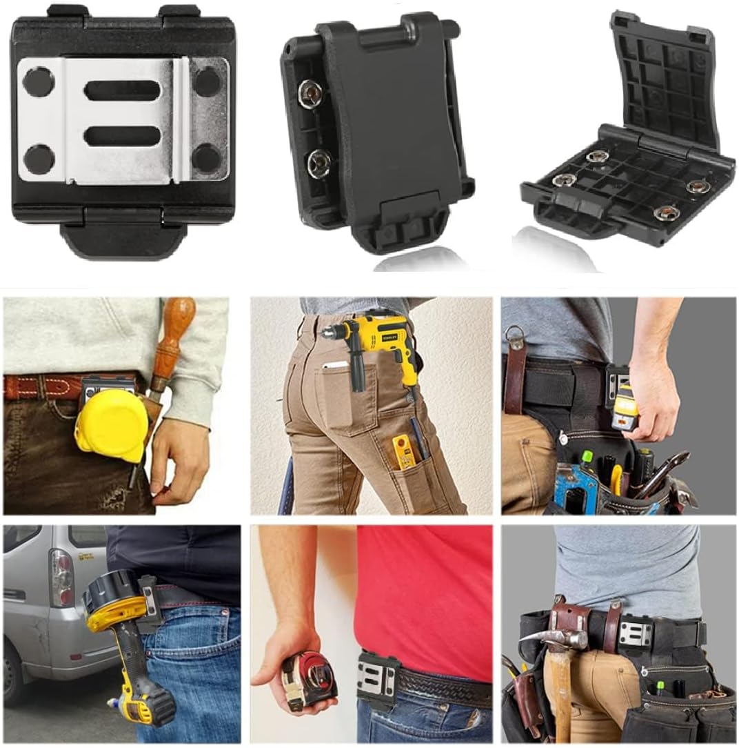 Tape Measure Holster with 4 Drill Clip, Tape Measure Holder Belt, Drill Holster Belt Clip, Drill Holster with Tool Belt Hook, Free Your Hands.