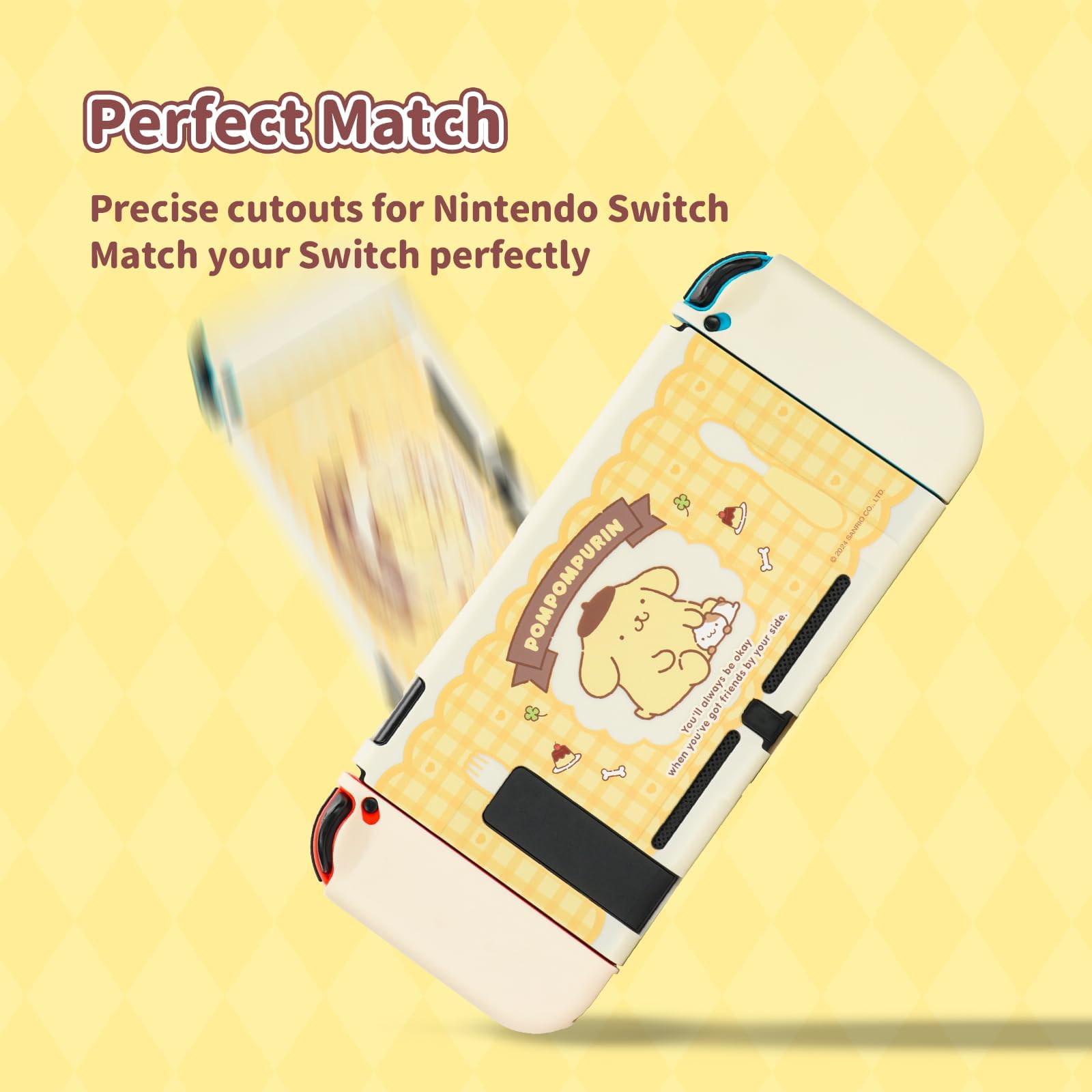 Kuitmor-Schutzhülle für Switch, andockbare Kawaii-Cartoon-Hülle für Normale Switch, kratzfestes und stoßdämpfendes Design – Pudding Dog
