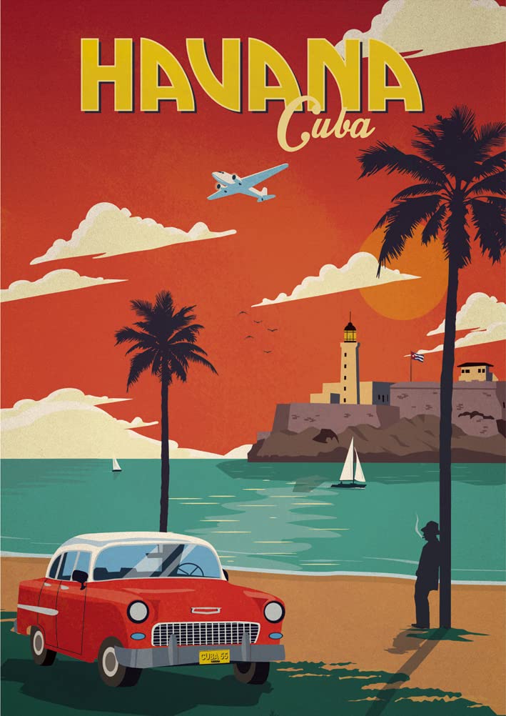 Black 'Generic' #34 Havana Cuba - Vintage Travel Poster - A4 A3 A2 - Quality Prints … - Vintage Travel Poster - A4 A3 A2 - Quality Prints … (Unframed, A3)