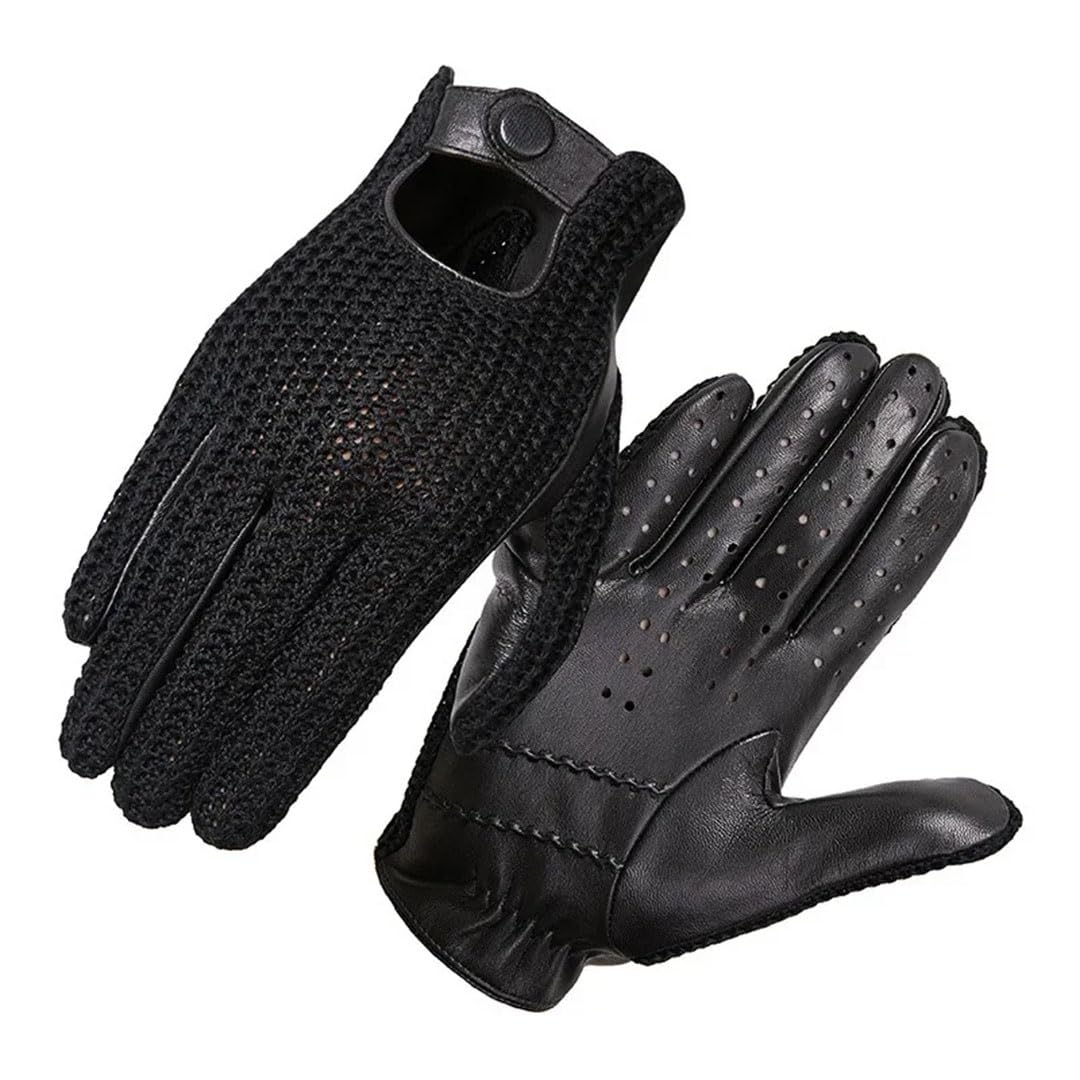 Guanti da guida invernali da donna in lana lavorata a maglia, in pelle, caldi, morbidi e confortevoli, guanti da equitazione touch screen, nero, L