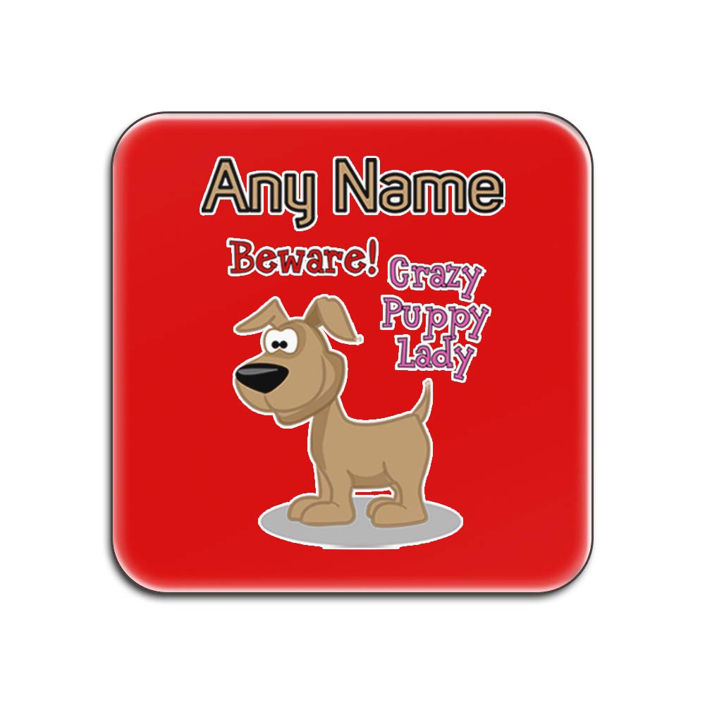 Dessous de verre chien blanc lot de 4 carrés rouges en panneaux durs brillants