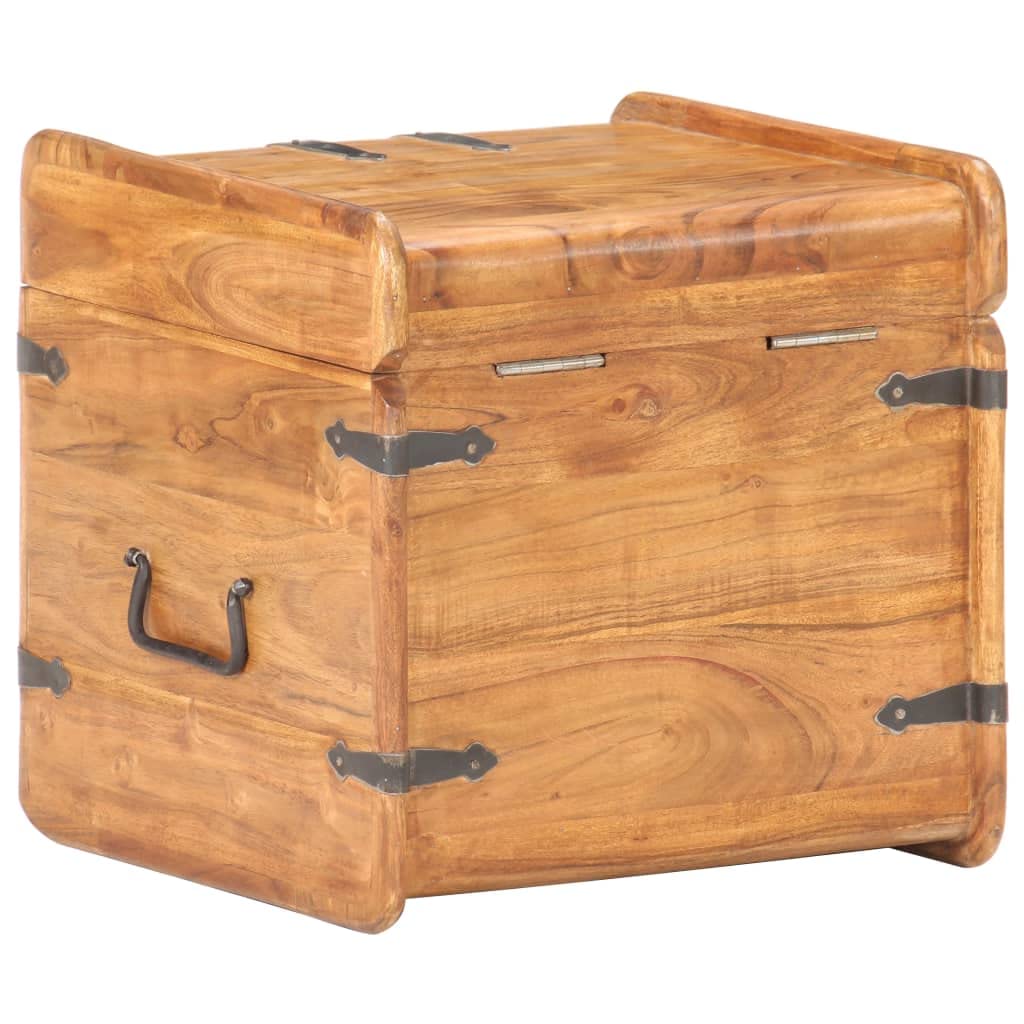Baúl de almacenamiento de madera maciza de acacia, 40 x 40 x 40 cm, con tapa y cerradura, caja con cerradura para salón, dormitorio, pasillo, como cofre de asiento y mesita de noche