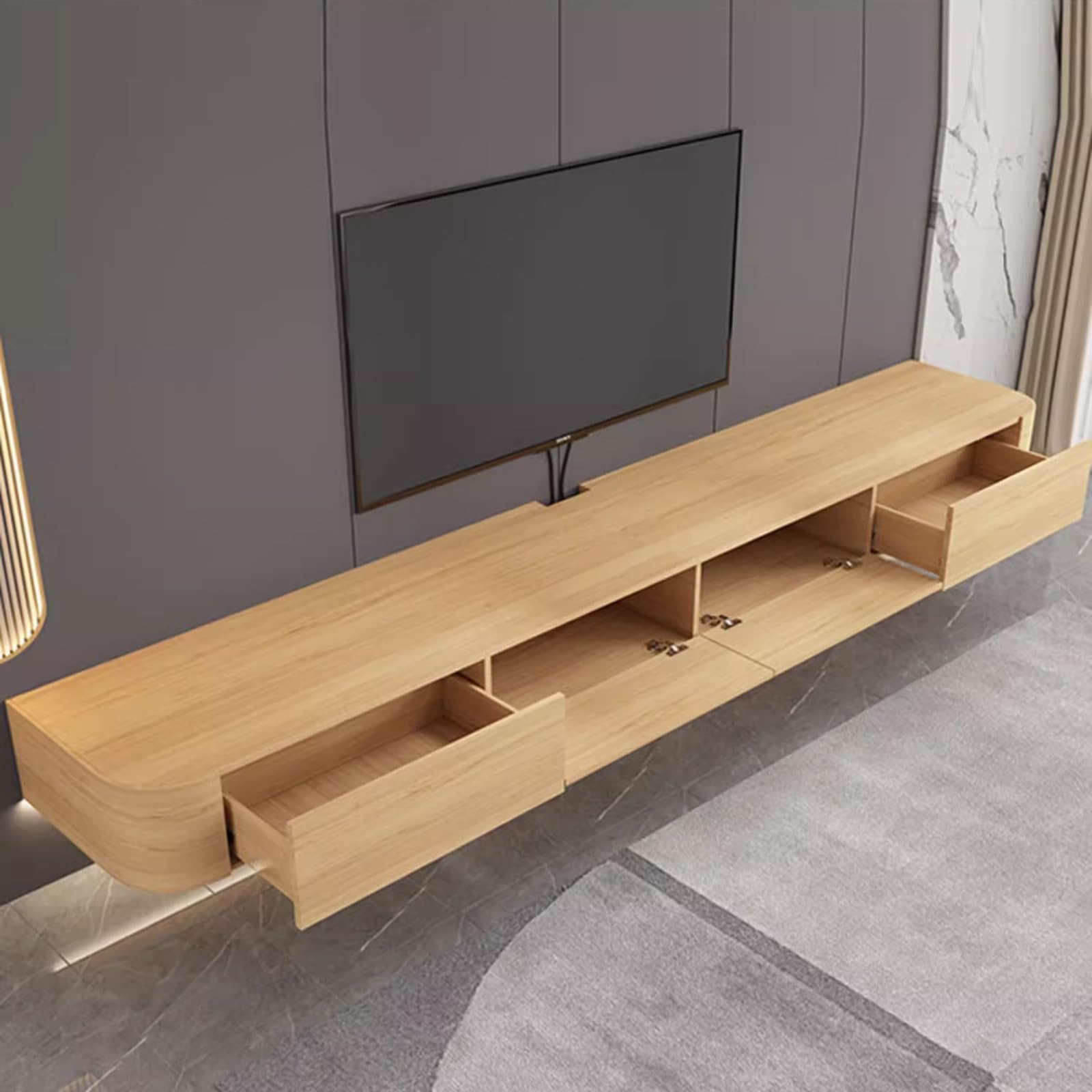 Modern Wooden TV Stand 120 cm Wide Lowboard WallMounted TV Unit 