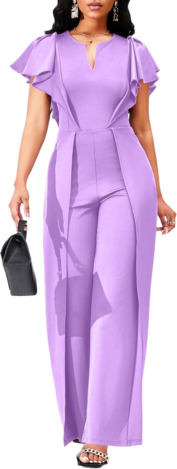 sexycherry Formal Jumpsuit for Women Dressy Elegant Long Straight Pants Jumpsuits for Party Club with Zipper - Image 3