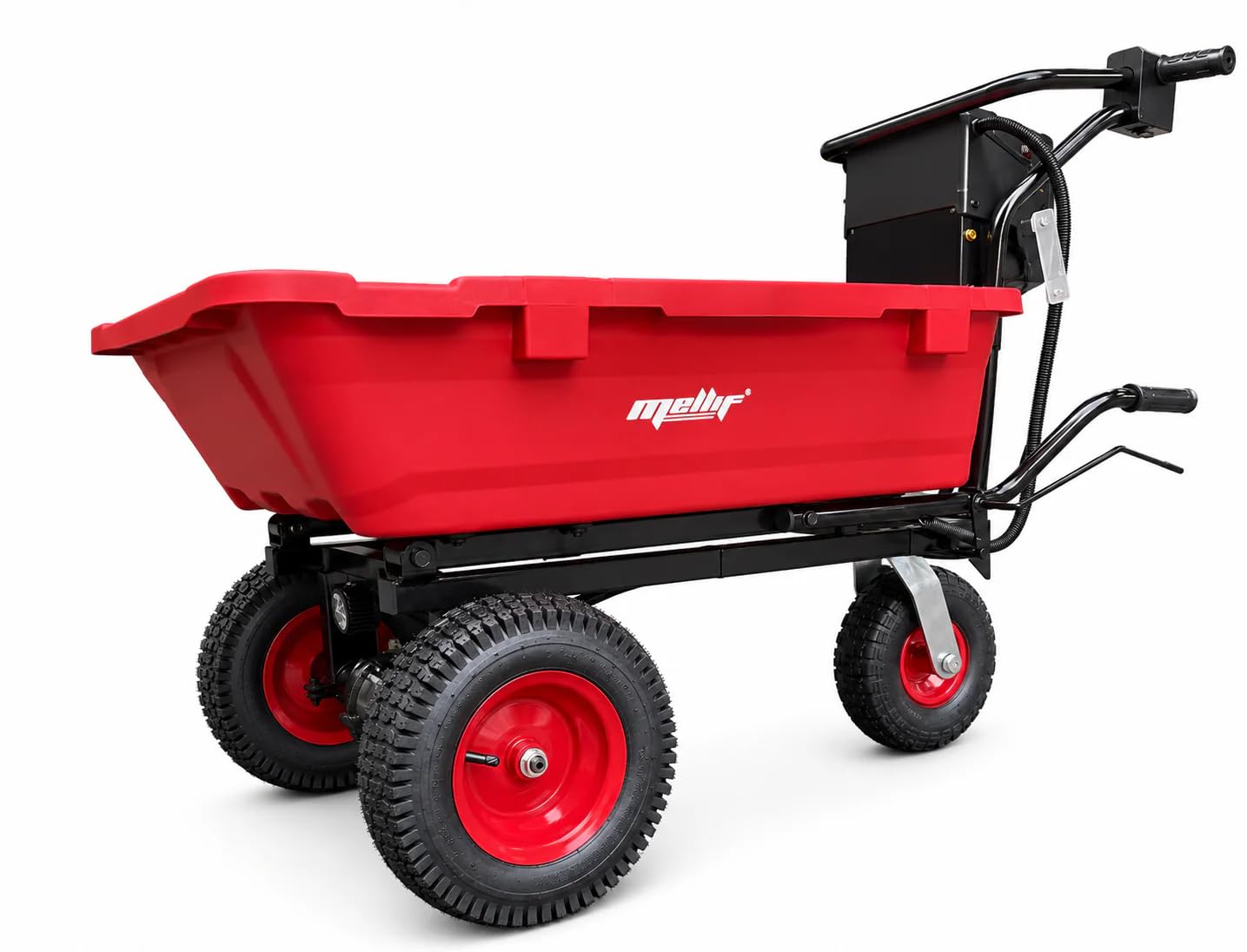 Motorized Wheelbarrow Cart,300W Brushless Motor Powered Utility Cart, 661 lbs Load Capacity, 2.47 Cu Ft Dump Wagon, LED Light, Heavy Duty for Garden,Yard,Farm&amp;Landscaping (Tool Only) (RED &amp; Black)