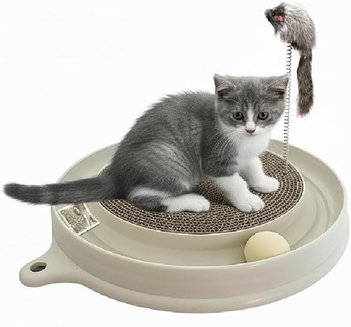 Miniatura 9 de AUOON Juguete Rascador para Gatos - Almohadilla Rascadora para Gatos con Pista de Pelota de Juguete para Gatos y Juguete de Ratón de Peluche para