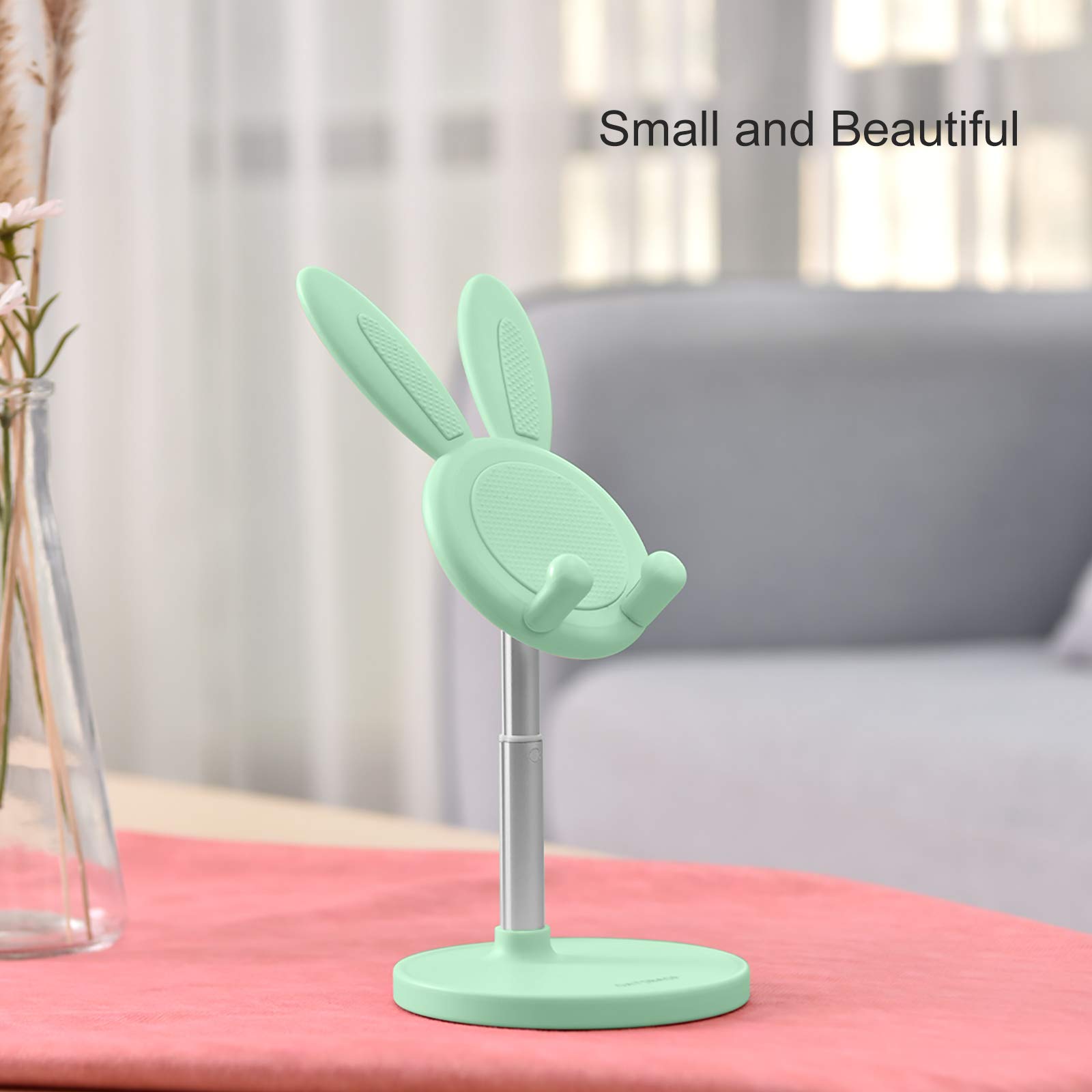 nediea Cell Phone Stand,Angle Height Adjustable Bunny Phone Stand for Desk,Cute Rabbit Phone Holder Stand for Desk, Compatible with All Mobile Phones, Tablets(4-10in) (): Green