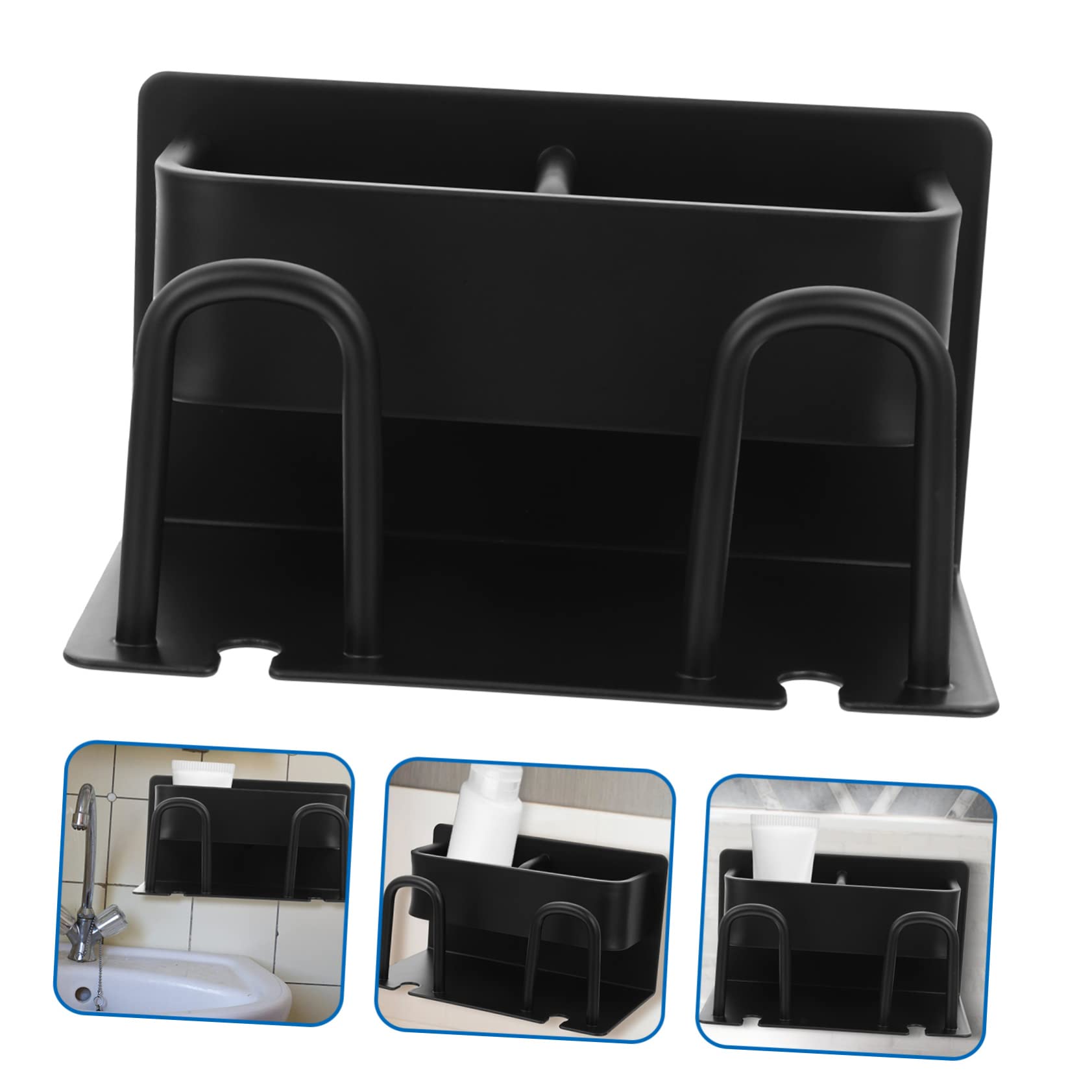 Zahnbürsten Wandorganizer aus Aluminium in Schwarz mit Stabiler Aufbewahrung für Zahnbürsten Mundbecher und Zahnpasta für Badezimmer und Dusche