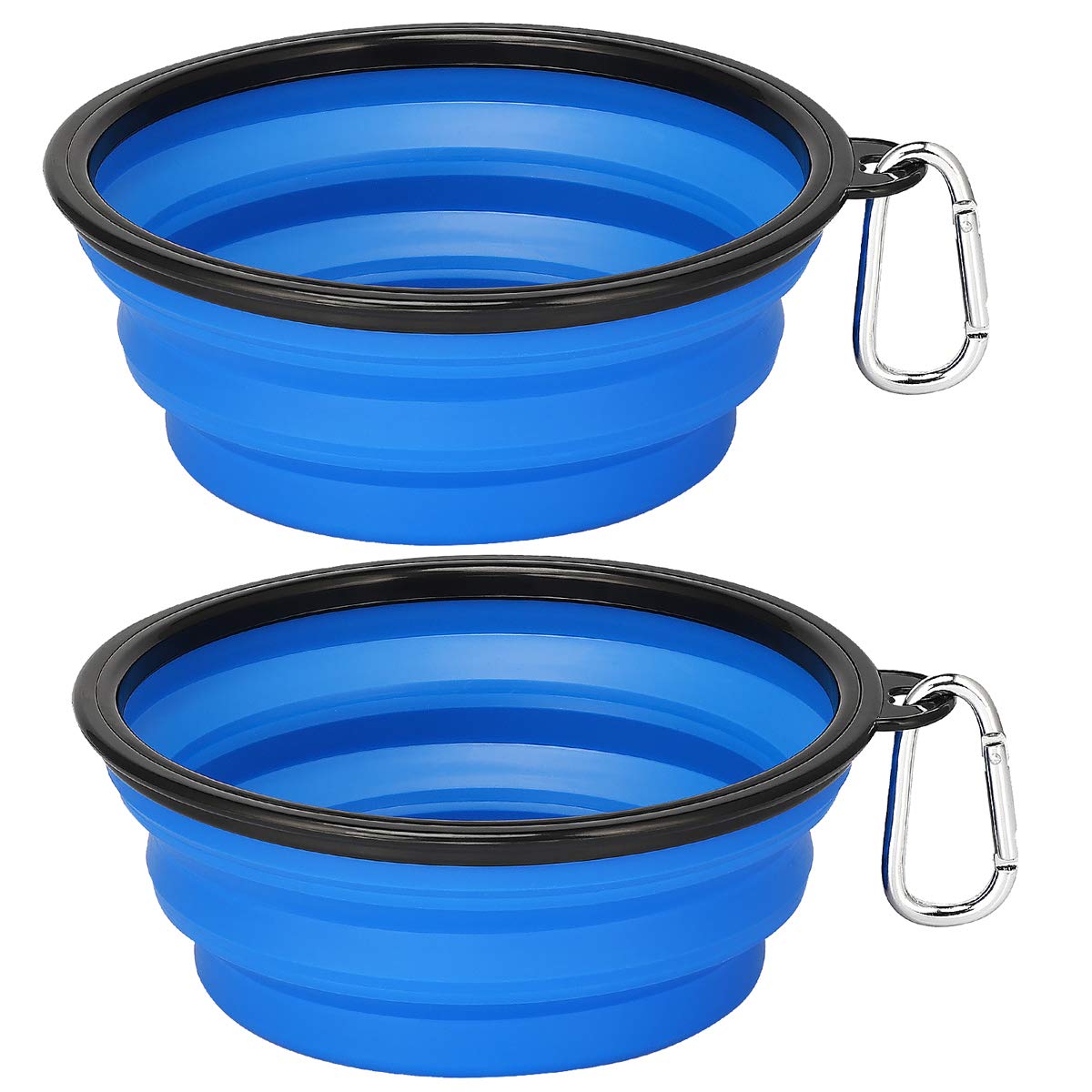 Kytely Large Collapsible Dog Bowls 2 Pack, 34oz Foldable Dog Travel Bowl, Portable Pet Water Food Bowl with Clasp, Pet Cat Feeding Cup Dish for