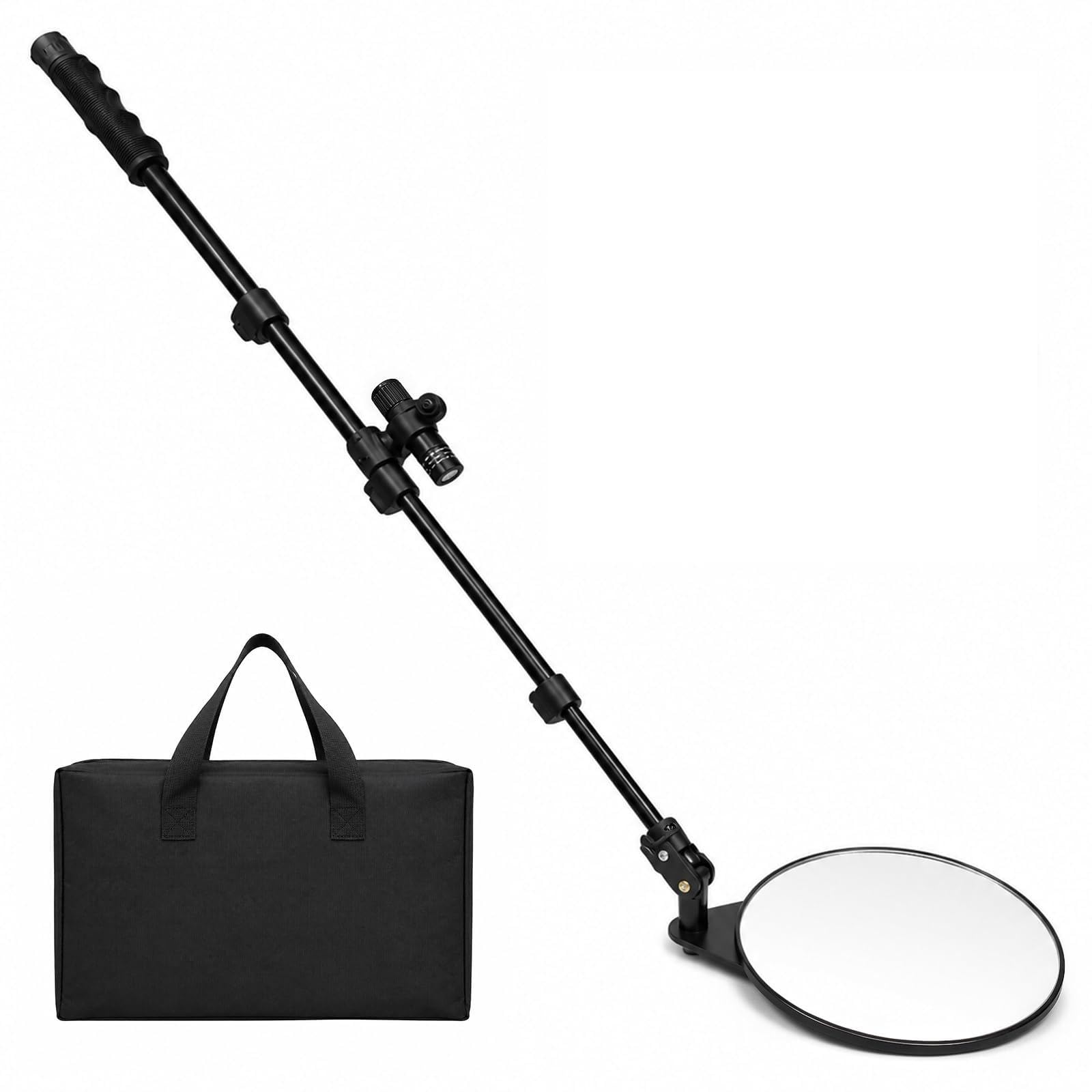 Home Care Wholesale Specchietto di ispezione telescopico per Veicoli con Manico Regolabile | Specchio di sicurezza, con luce LED, lunghezza di regolazione 40-120 cm