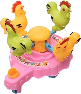 لعبة متنزه بلاستيكية إبداعية مع دجاج ملون وصوت جرس تضيف المزيد من الترفيه للأطفال من الجنسين، مجموعة من 6 قطع - متعددة الألوان من جينيرك