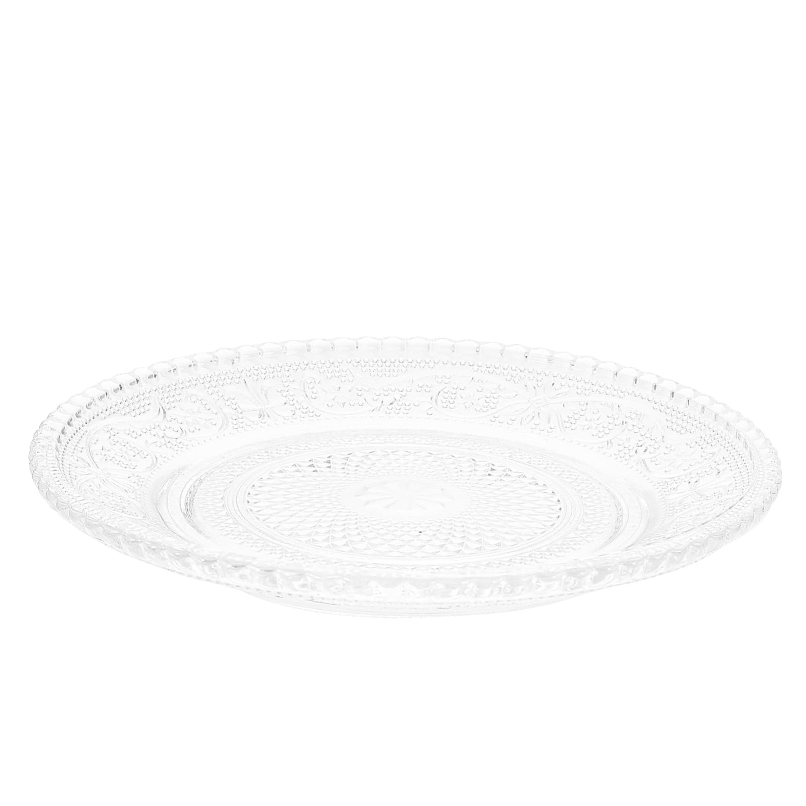 2Pcs Vintage Embossed Glass Plates Transparent Dessert Fruit Serving Plates for Home Bar and Restaurant Use for Snacks and Cupcakes Easy to Clean