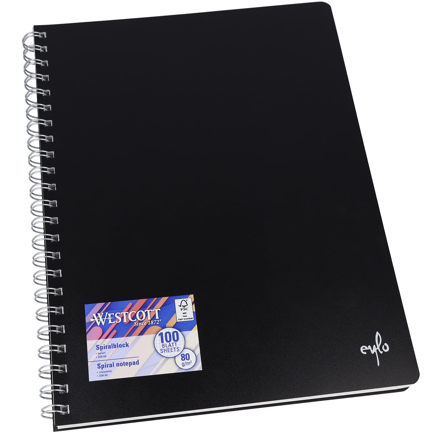 Bloc De Notas Westcott A4 Cuadriculado - 200 Páginas, Encuadernación En Espiral, Papel Premium 80 G/m²