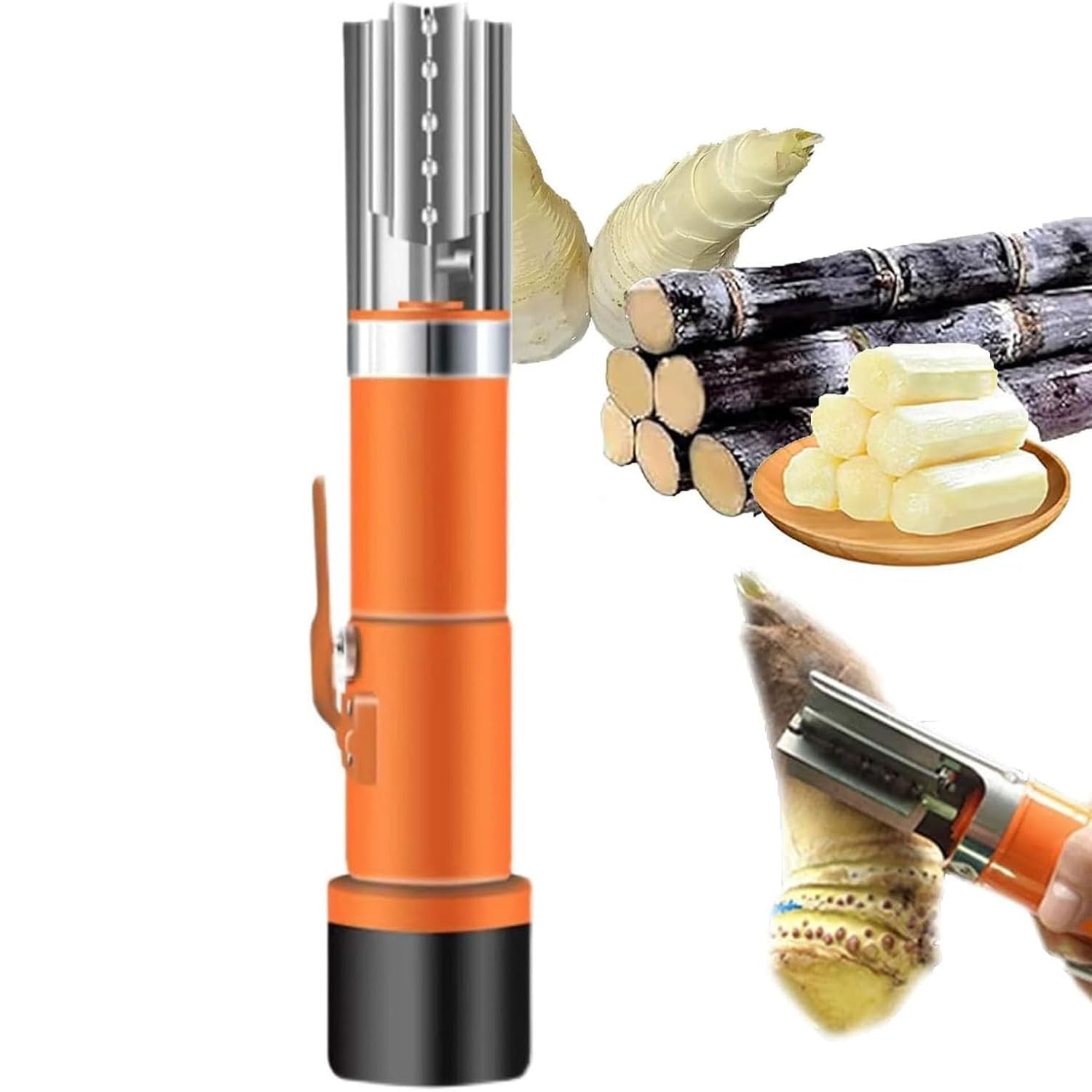 JOSBY Automatic Sugarcane Scraping Machine, Portable Electric Sugar Cane Peeler, With Protective Cover, Precise Peeling, Commercial Skin Remover, For Coconut, Pumpkin, Winter Claw, Taro, Pineapple