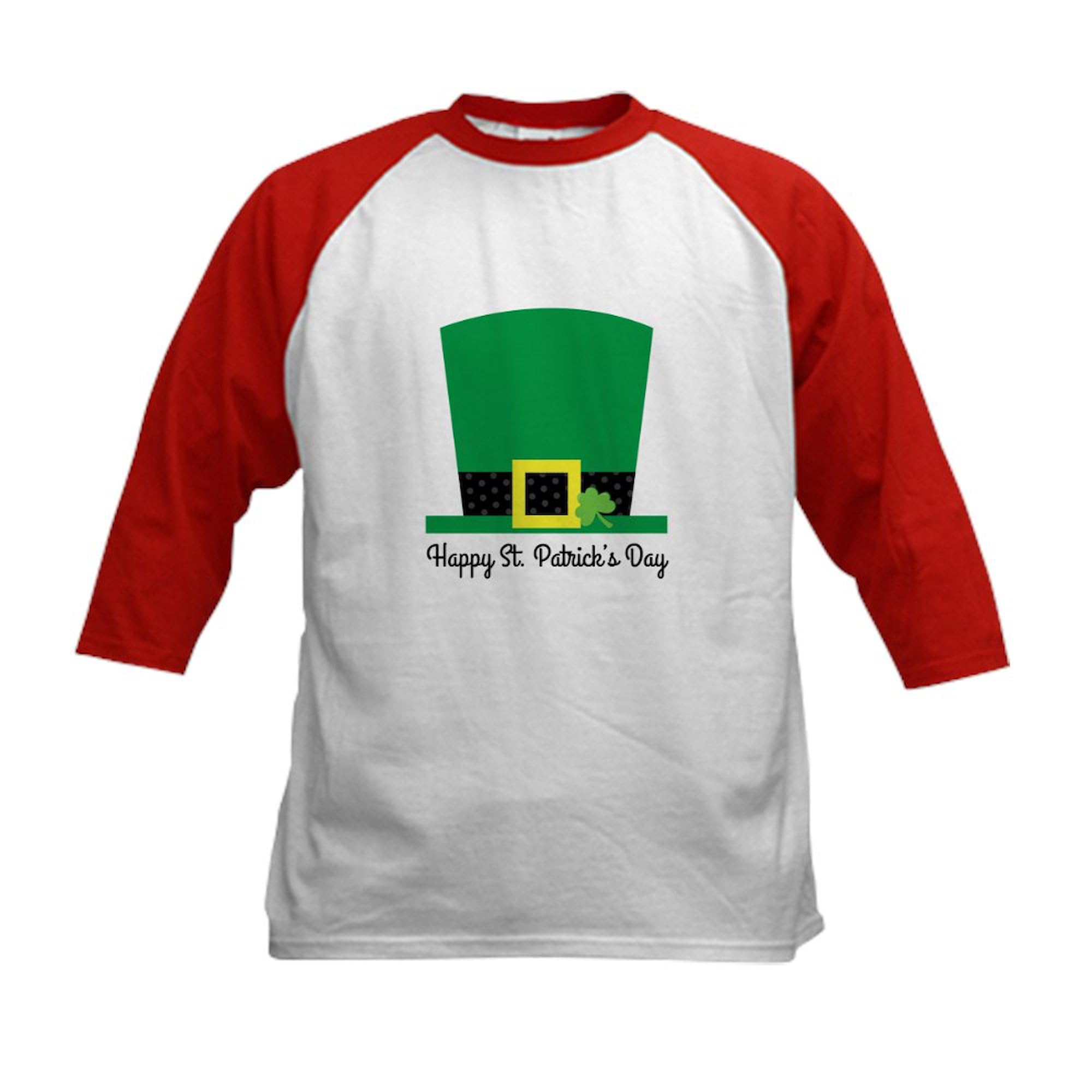 CafePress St Patricks Day Baseball Jersey Kids Cotton Baseball Jersey, 3/4 Raglan Sleeve Shirt Red/White