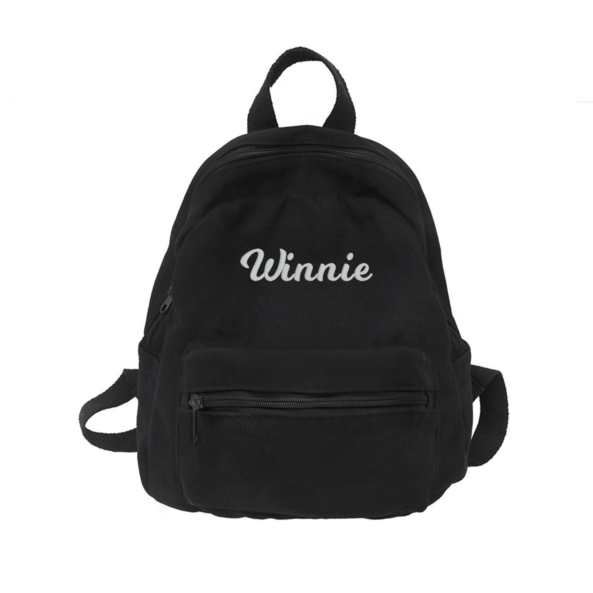 MT WORLD Small Daycare Backpack Personalized Toddler Backpack with Embroidered Name - Custom Black Canvas Backpacks for Baby Boy - Monogram Mini