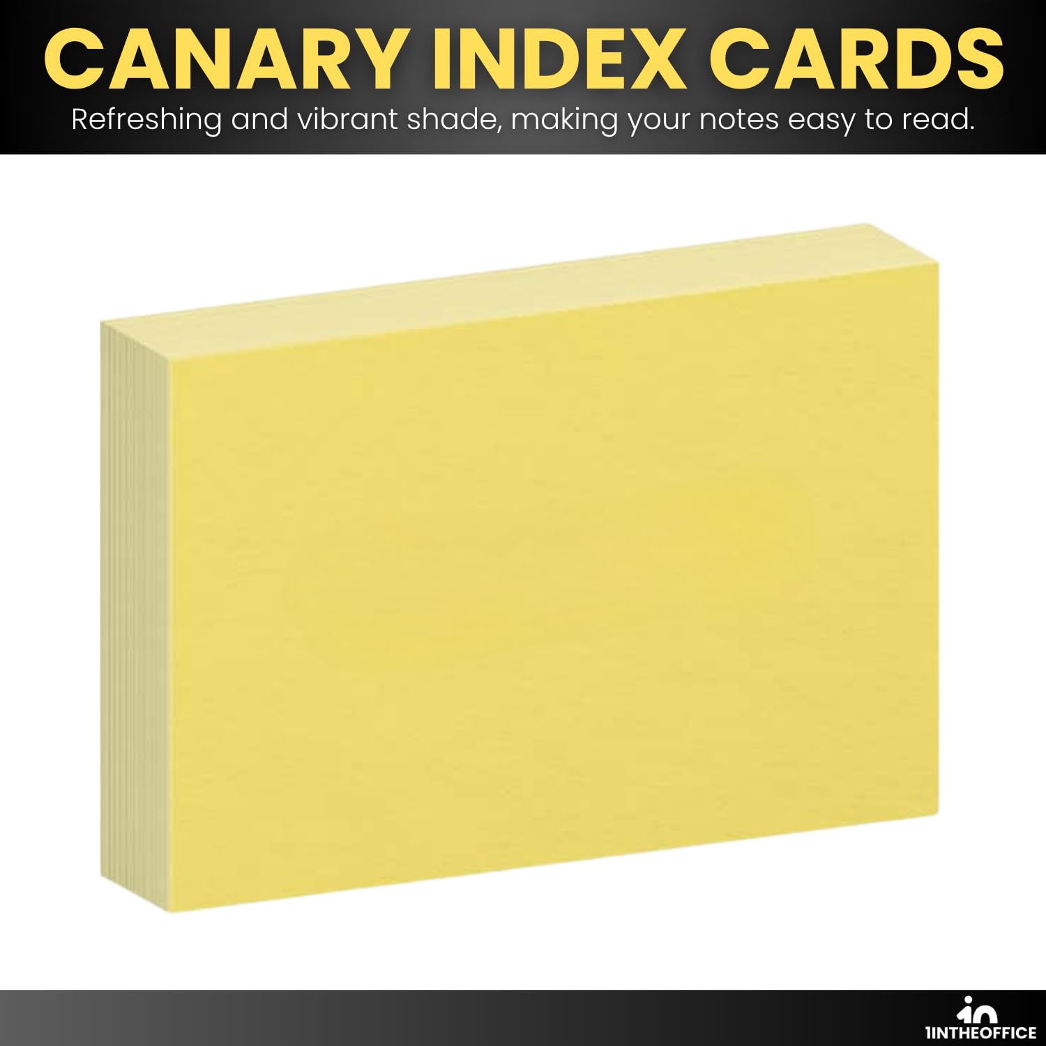 1InTheOffice Tarjetas de índice amarillo canario sin rayas de 3 x 5 pulgadas, tarjetas de índice en blanco, 3 x 5 pulgadas, paquete de 300