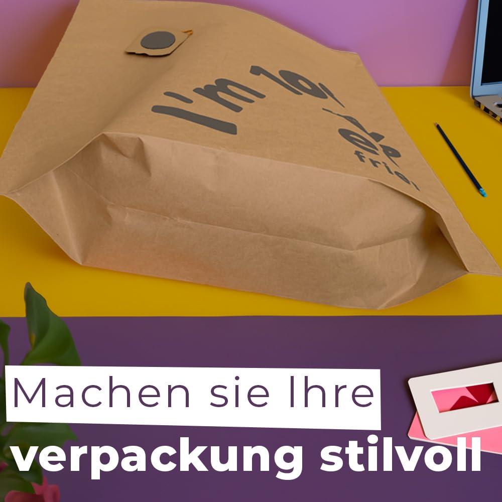 Kraftpapier Versandtaschen 24 x 30 cm, 50 Stück – Robuste Recycelbare Versandbeutel für Pakete, Kleidung & E-Commerce Sendungen – Selbstklebende Plastikfreie Versandtaschen