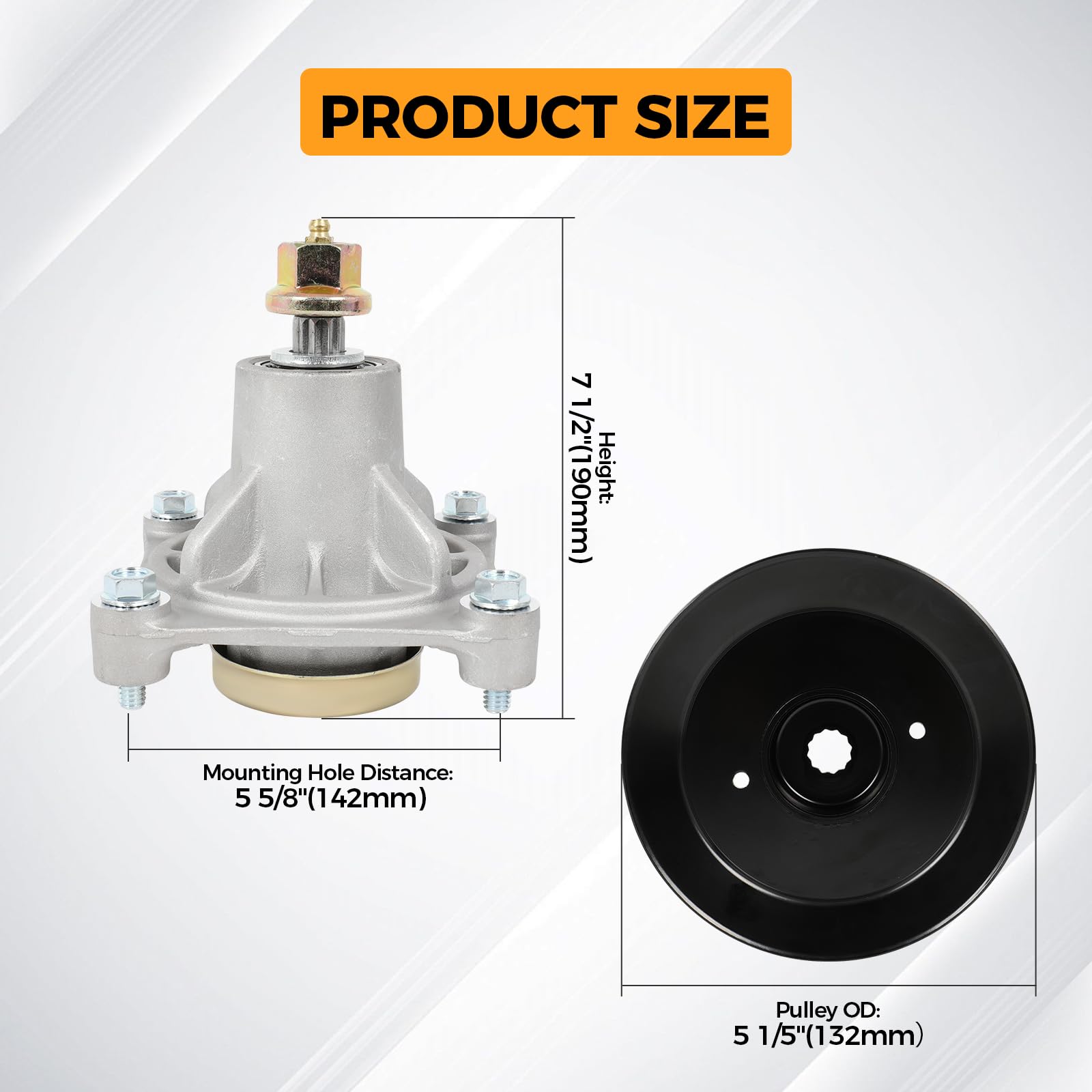 Mandrino per tosaerba con puleggia per 187292 187281 192870 532187292 532187281 532192870 Compatibile con AYP Husqvarna Poulan Yth22v46 42" 46" 46" 1,9 cm. Tavola falciatrice da 54 pollici