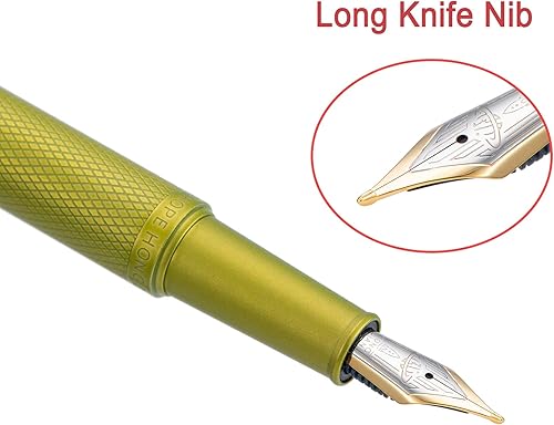 Miniatura 235 de Hongdian Black Forest - Pluma estilográfica de punta media, diseño clásico con convertidor y estuche de metal Negro -,Azul,Latón,Fibra de