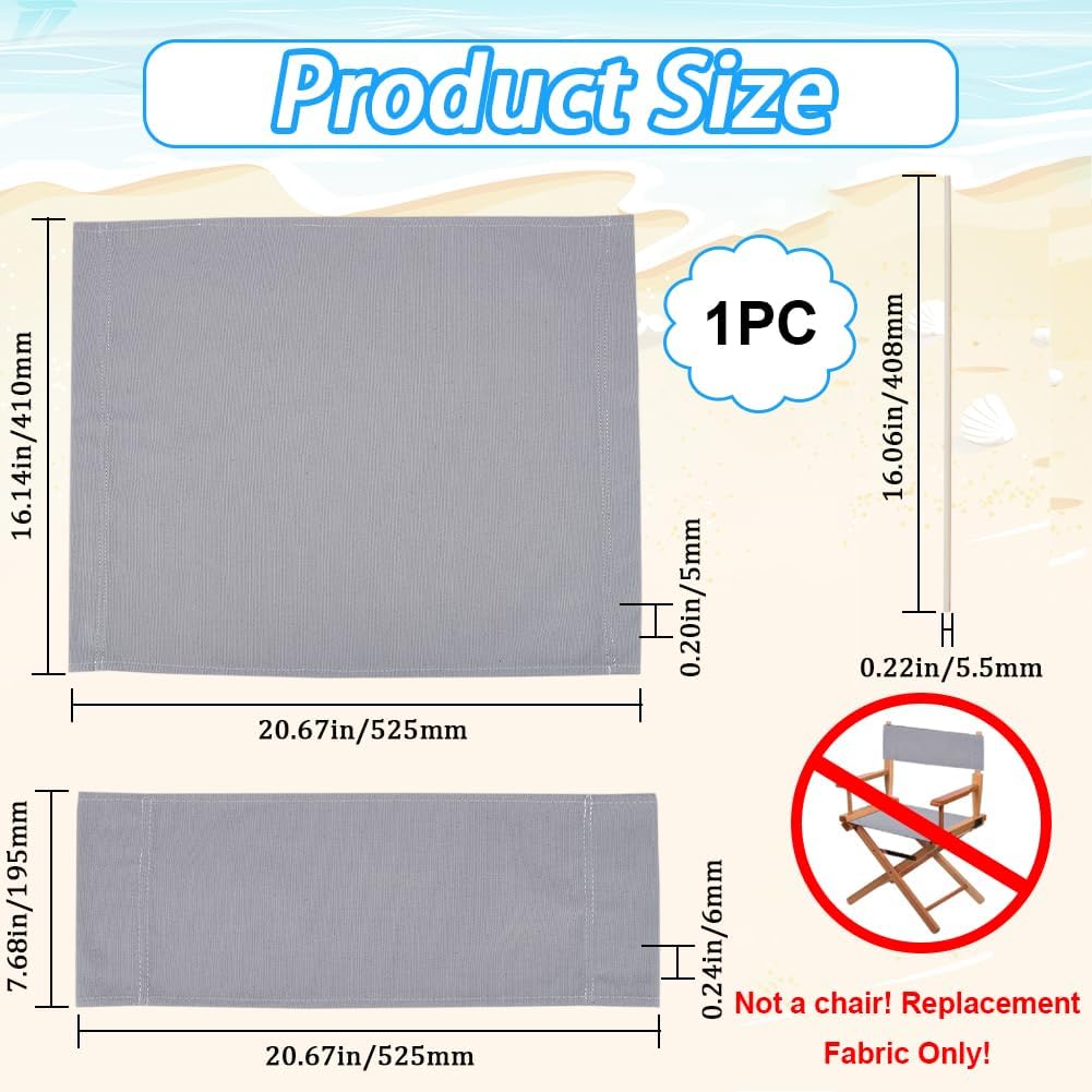 GORGECRAFT 21~16x8~21" Directors Chair Cover Replacement Seat Cover Polyester Cloth Chair Cover Canvas Seat and Back Kit with Wood Stick for Casual Seat Folding Makeup Chair Home Garden, Light Grey