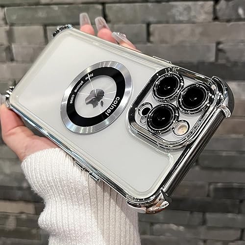 Miniatura 3 de LOOBIVAL Funda magnética para iPhone 13 Pro Max compatible con MagSafe, protección de grado militar Logo View Funda delgada transparente galvanizada