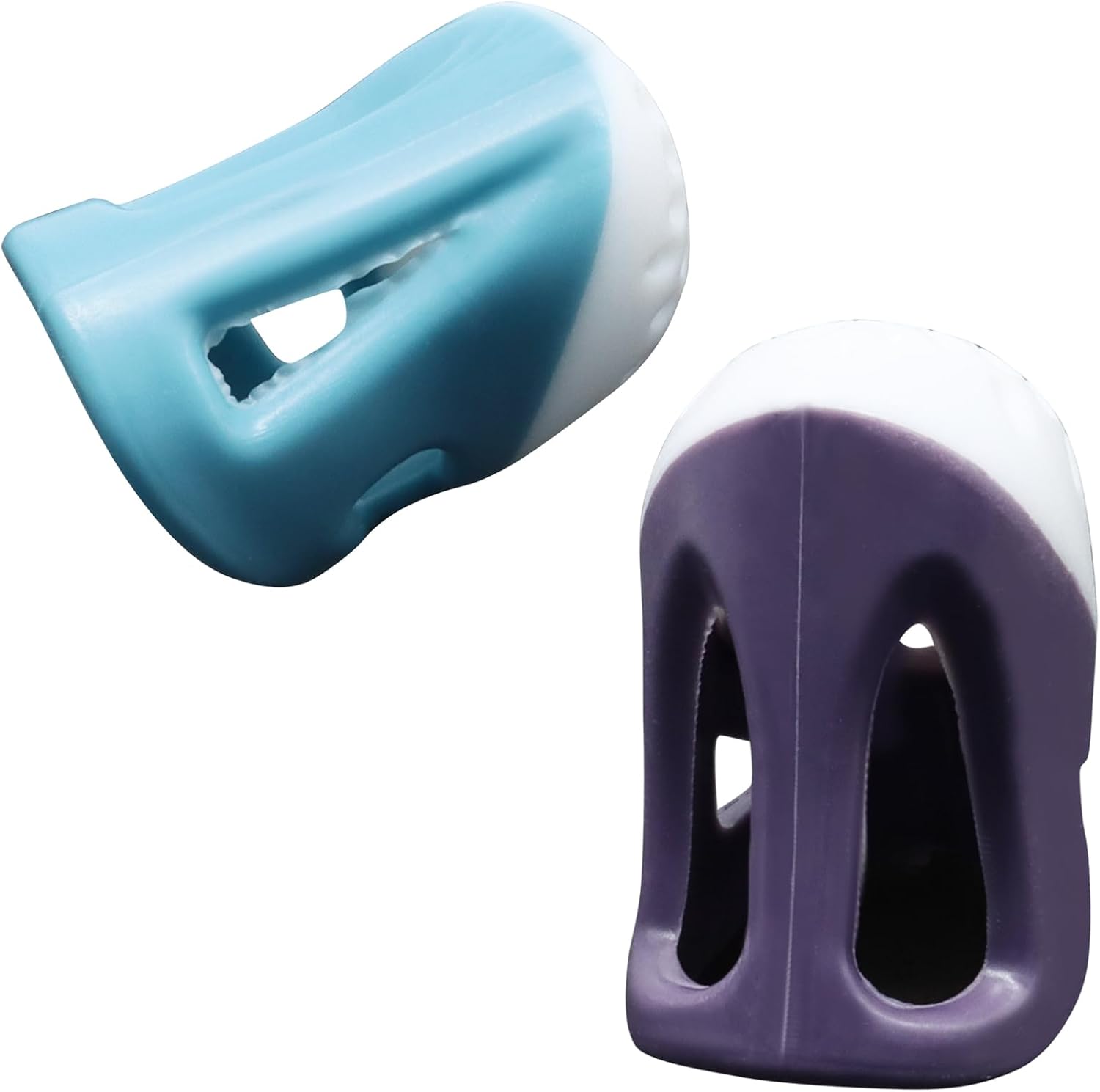 Hitefu 2 Pcs Silicone Thimble Finger Protectors, Non-Slip Comfortable Grips for Quilting, Sewing & DIY Projects (Purple/Blue)