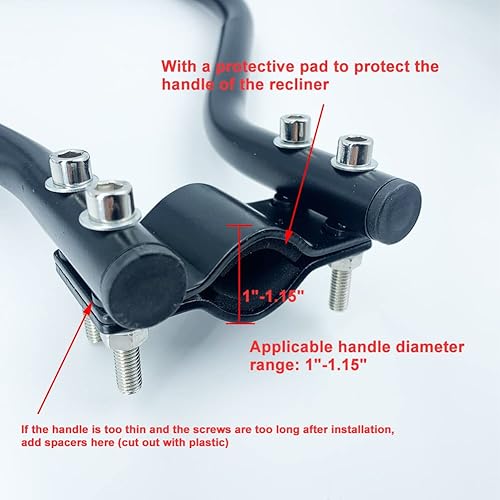 Miniatura 4 de Extensor de mango reclinable, accesorios de piezas reclinables Lazy Boy, agarre ergonómico curvo, mango de gran tamaño, ajuste seguro para silla