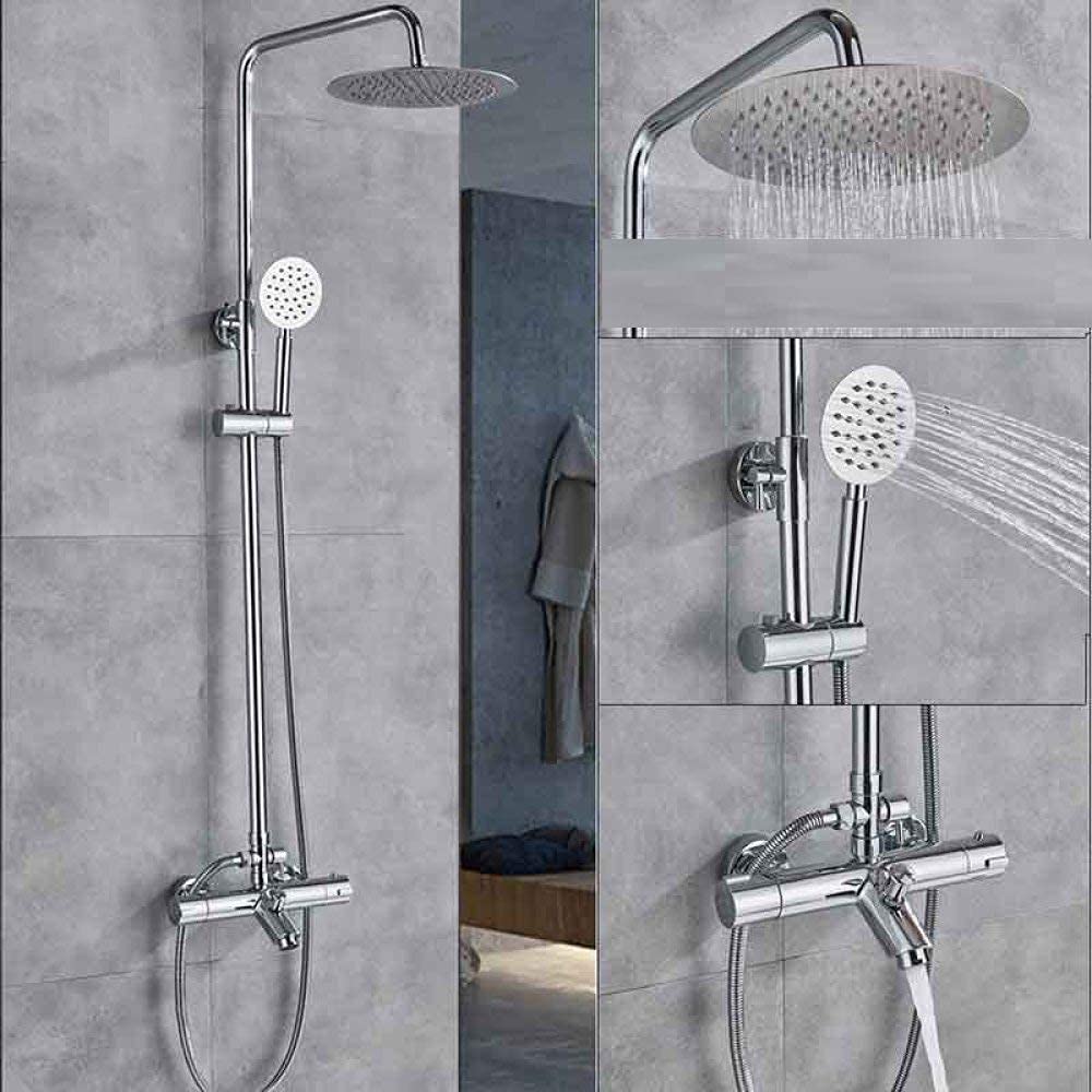 Colonne de douche thermostatique noir mat avec mitigeur bain-douche à effet pluie