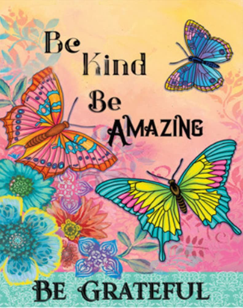 Butterfly Diamond Painting by Numbers - MaiYiYi 5D Full Round Diamond Painting Flower Diamond Painting Cross Stitch Kit Be Kind Be Amazing Be Grateful Diamond Painting Home Wall Art Decor (30X40 cm)