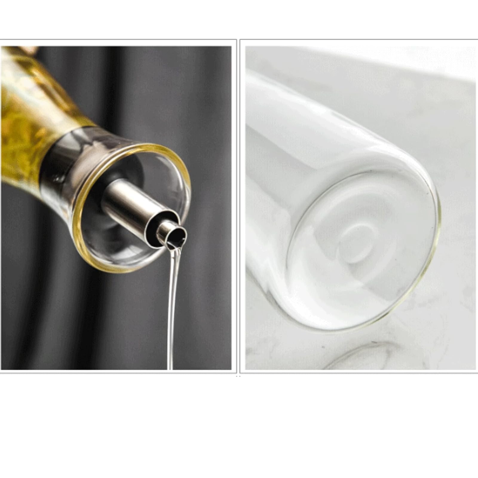 KRILLIQ Lattina di Olio Bottiglia di Olio sigillata Trasparente Bottiglia di Olio commestibile conica Bottiglia di Vetro per Olio e aceto per la Cottura in Cucina per Condimento