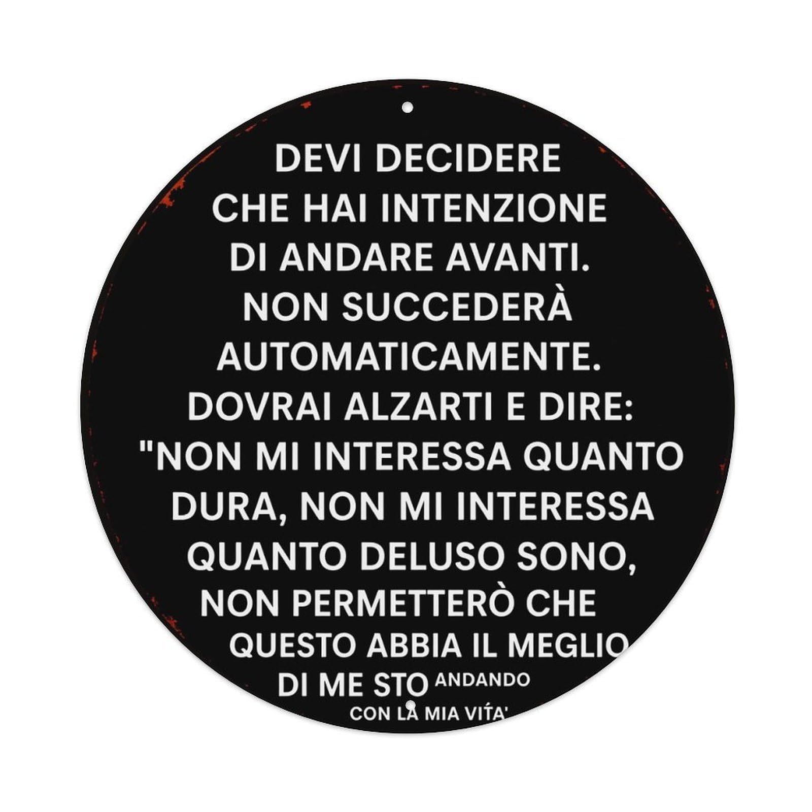 Black Background White Text Circular Design Motivational Quote Vintage Metal Tin Sign Retro Wall Decor for Home Bar Garage Cafe, Indoor & Outdoor Decorative，circle Metal Poster, 8x8 Inch