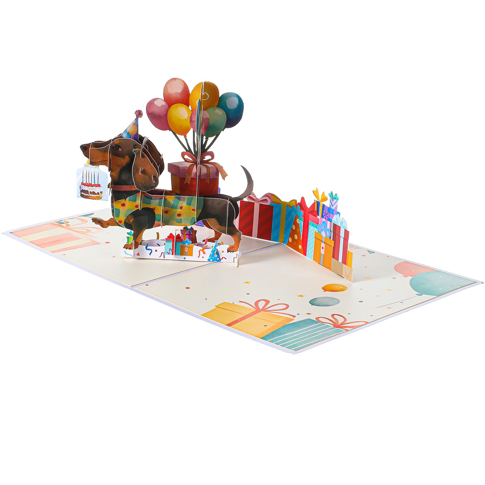 Nogeqi Cute Pop Up Birthday Cards for Women, 3D Dachshund Birthday Cards Funny, Foldable Ideal Greeting Card for Daughter, Son, Mom, Dad, Friend