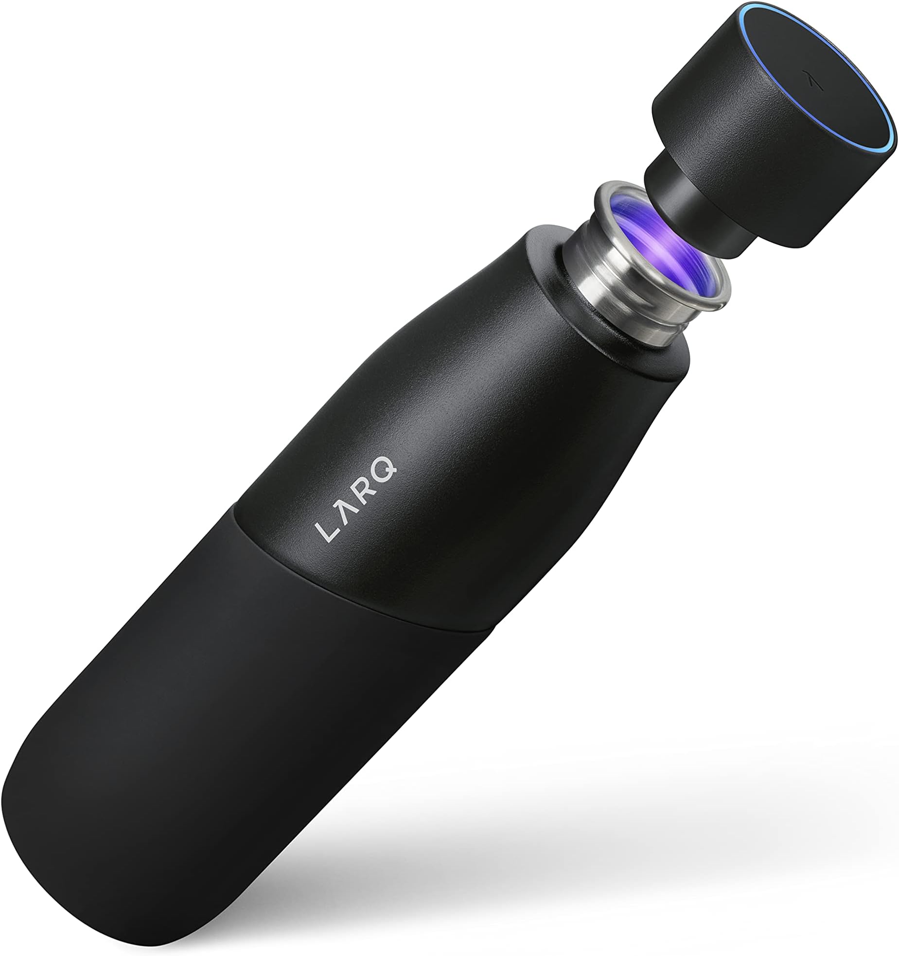 Bottle Movement PureVis 32 oz- Lightweight Self-Cleaning and Non-Insulated Stainless Steel Water Bottle with UV Water Purifier | Reusable & Travel Friendly, 1-Year Warranty, Black/Onyx