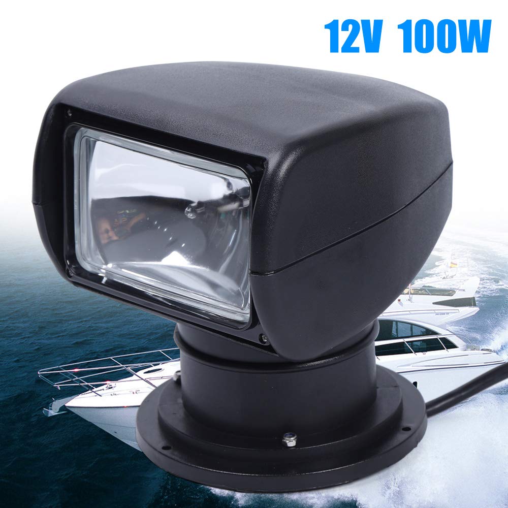 12 V 100 W faro di ricerca per yacht nero telecomando impermeabile 360 gradi orientabile Luminous Flux 2500LM