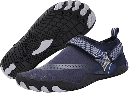 Adjustable Water Shoes for Men Quick Dry Wide Toe Aqua Shoes for Swim Beach Surf