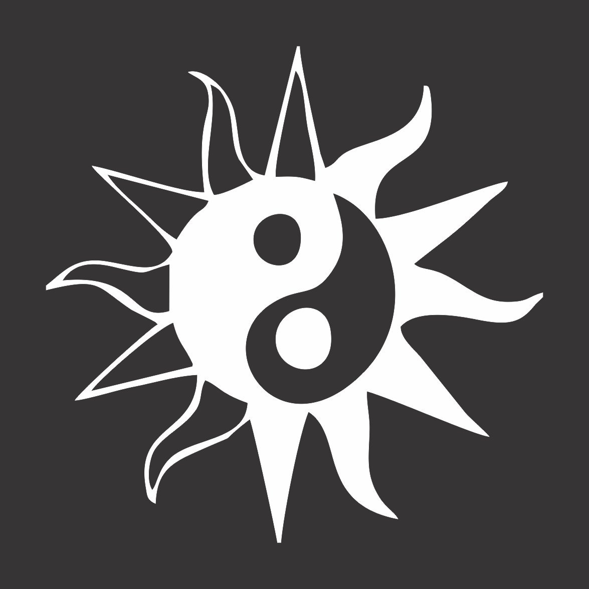 Barking Sand Designs Ying Yang Sun - Die Cut Vinyl Window Decal/Sticker for Car/Truck 5.5"x5.5"