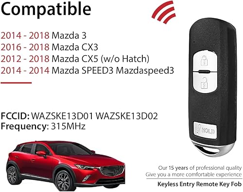 Miniatura 2 de Repuesto para Mazda 3 CX3 CX5 Speed3 Control remoto WAZSKE13D01 3 3 botones 315MHz