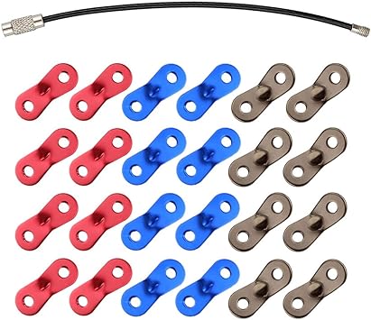 Amazon 11straps アルミ 自在金具 ロープテンショナー ロープ長さ調整 テント タープ ロープ張り アウトドア キャンプ グッズ ワイヤーキーホルダー付き Mix24個 各色8個 3 ワイヤーキーホルダー1本 11straps 11ストラップス 自在金具