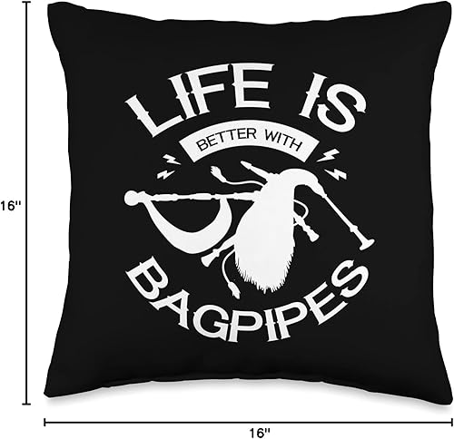 Miniatura 5 de Bagpipes Gift For Men Scottish Musician Life is Better with Bagpipes Piper Scotland Musician - Almohada de 18 x 18 pulgadas multicolor
