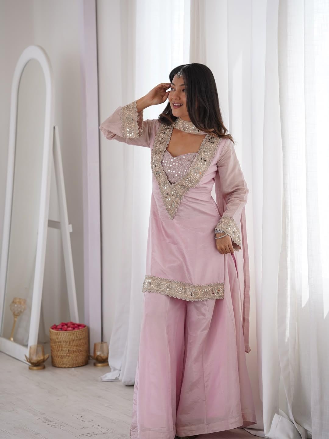 Premium Chinon Sharara Suit Set for Women